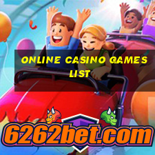 online casino games list