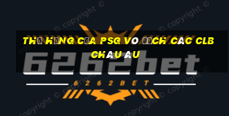 thứ hạng của psg vô địch các clb châu âu